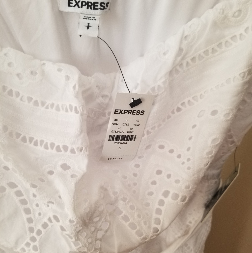 White Eyelet Cropped Jumpsuit